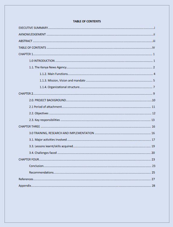 how to write a report on internship