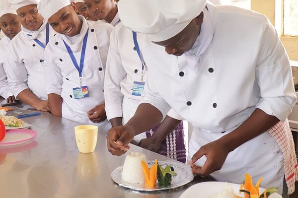 Air Travel and Related Studies Centre Students in a cooking lesson